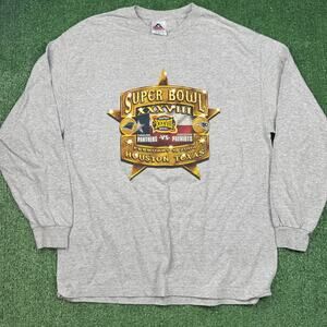 Super Bowl XXXVIII Patriots Panthers Graphic Long Sleeve Shirt Size XL Y2K 90s